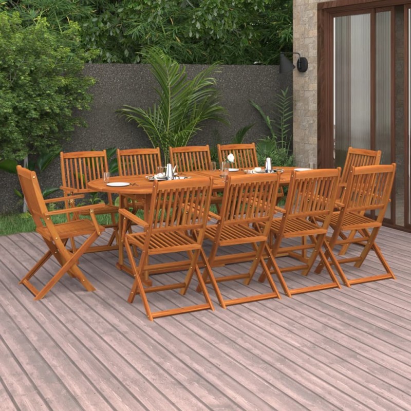 vidaXL Set da Pranzo per Giardino 11 pz in Legno Massello di Acacia vidaXL Set da Pranzo per Giardino 11 pz in Legno Massello di Acacia