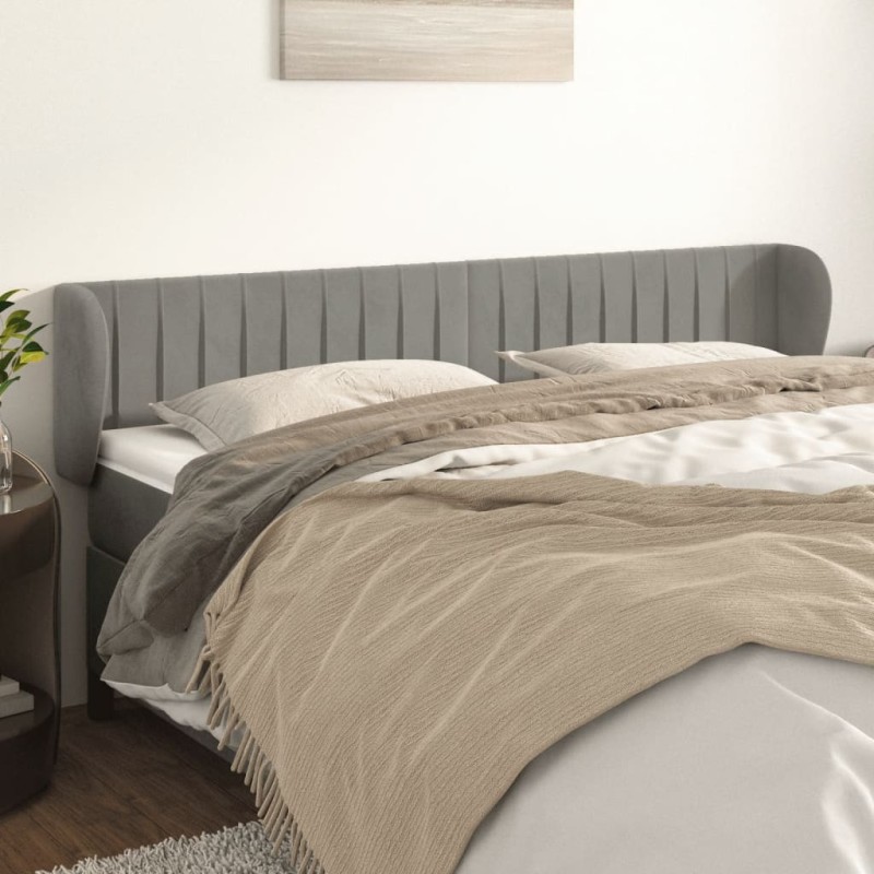 Testiera ad Orecchio Grigio Chiaro 183x23x78/88 cm in Velluto Testiera ad Orecchio Grigio Chiaro 183x23x78/88 cm in Velluto