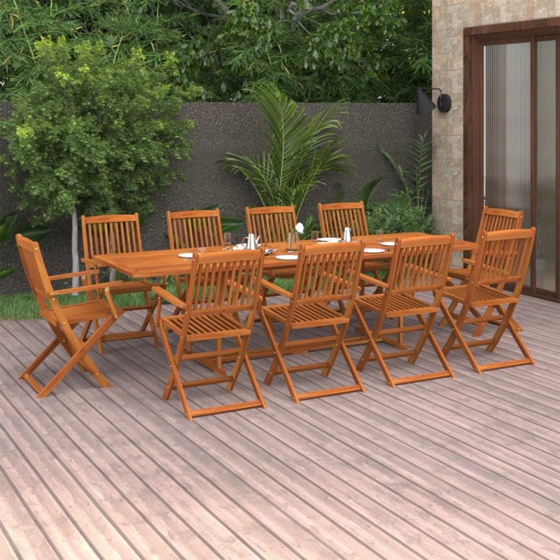 vidaXL Set Pranzo da Giardino 11 pz in Legno Massello di Acacia vidaXL Set Pranzo da Giardino 11 pz in Legno Massello di Acacia