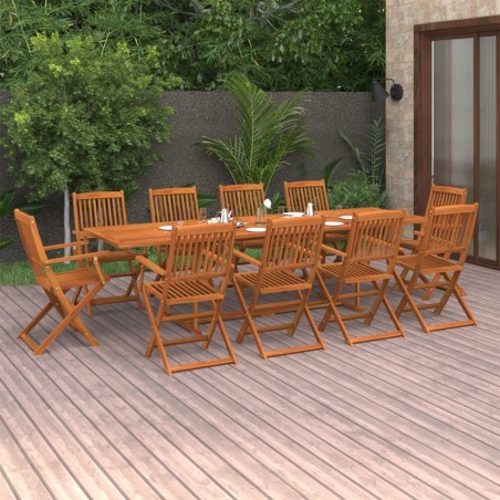 vidaXL Set Pranzo da Giardino 11 pz in Legno Massello di Acacia