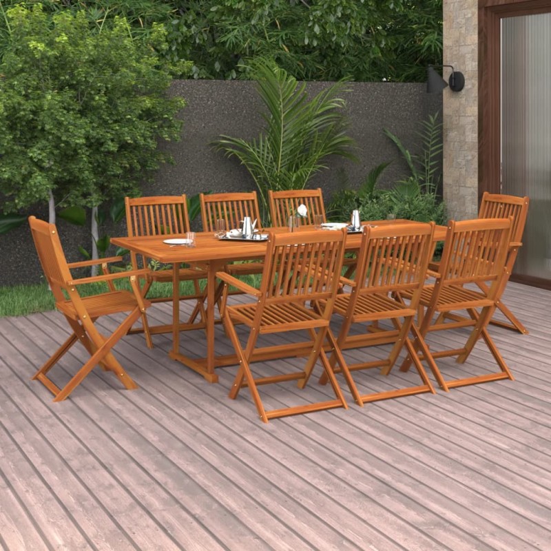 vidaXL Set Pranzo da Giardino 9 pz in Legno Massello di Acacia vidaXL Set Pranzo da Giardino 9 pz in Legno Massello di Acacia