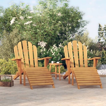 Sedie Adirondack Giardino Poggiapiedi 2pz Legno Massello Teak