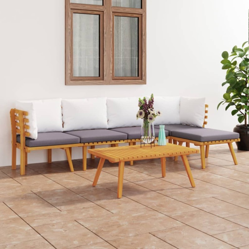vidaXL Set Divani da Giardino 6 pz con Cuscini in Massello di Acacia vidaXL Set Divani da Giardino 6 pz con Cuscini in Massello di Acacia