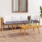 vidaXL Set Divani da Giardino 4 pz con Cuscini in Massello di Acacia vidaXL Set Divani da Giardino 4 pz con Cuscini in Massello di Acacia