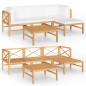 vidaXL Set Divani da Giardino 5pz Cuscini Crema Legno Massello di Teak vidaXL Set Divani da Giardino 5pz Cuscini Crema Legno Massello di Teak
