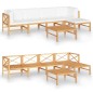 vidaXL Set Divani da Giardino 6pz Cuscini Crema Legno Massello di Teak