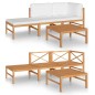 vidaXL Set Divani da Giardino 4pz Cuscini Crema Legno Massello di Teak vidaXL Set Divani da Giardino 4pz Cuscini Crema Legno Massello di Teak