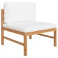 vidaXL Set Divani da Giardino 4pz Cuscini Crema Legno Massello di Teak vidaXL Set Divani da Giardino 4pz Cuscini Crema Legno Massello di Teak