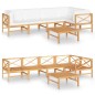 vidaXL Set Divani da Giardino 6pz Cuscini Crema Legno Massello di Teak