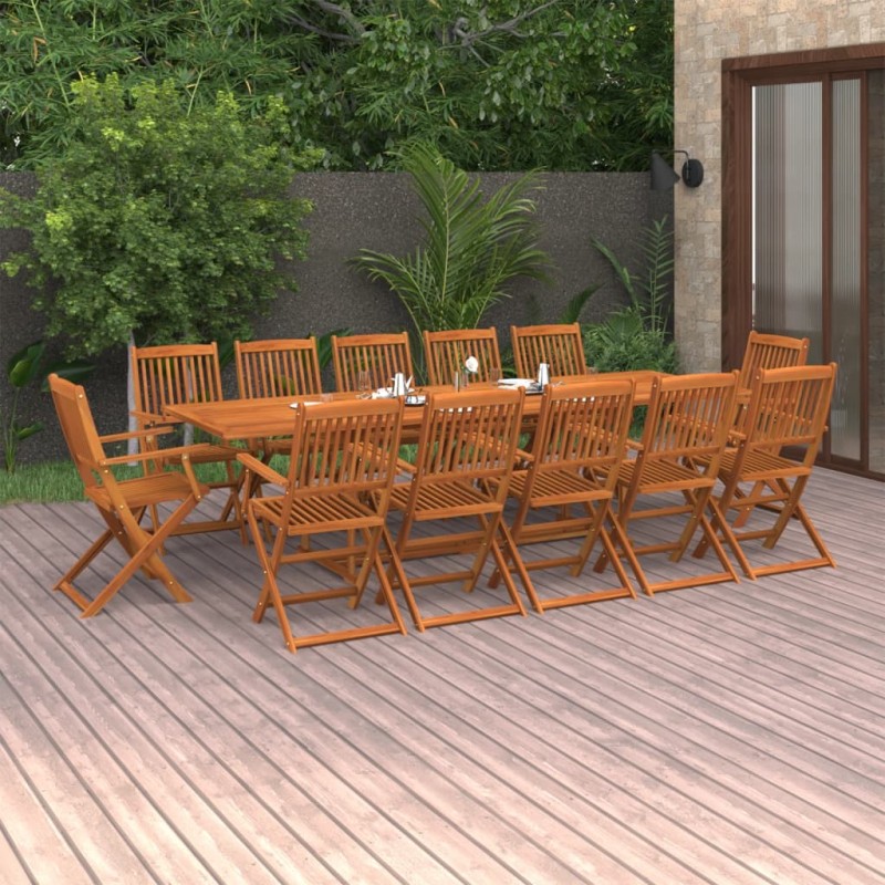vidaXL Set da Pranzo da Giardino 13 pz 280x90x75 cm Massello di Acacia vidaXL Set da Pranzo da Giardino 13 pz 280x90x75 cm Massello di Acacia