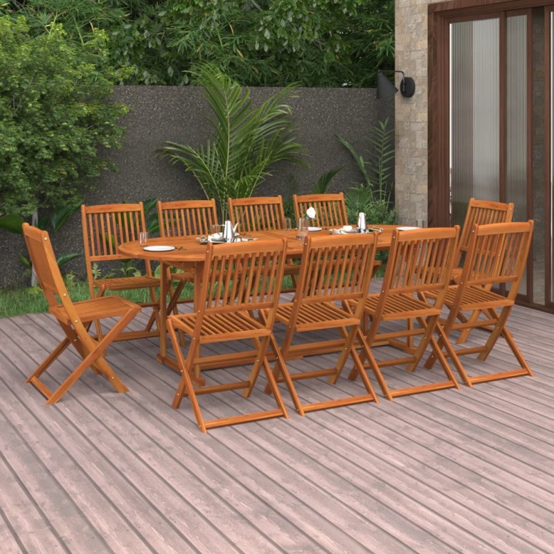 vidaXL Set da Pranzo da Giardino 11 pz in Legno Massello di Acacia vidaXL Set da Pranzo da Giardino 11 pz in Legno Massello di Acacia
