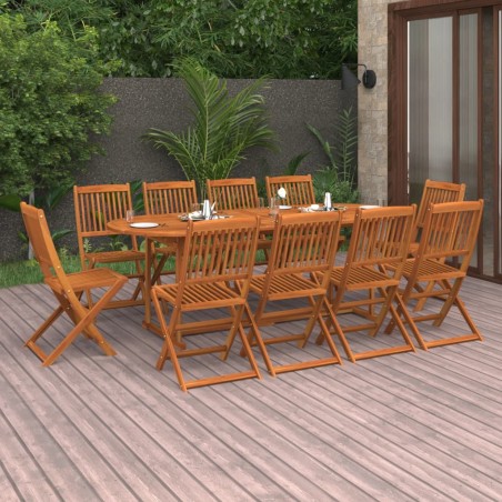 vidaXL Set da Pranzo da Giardino 11 pz in Legno Massello di Acacia