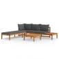 vidaXL Set Divani Giardino 3 pz con Cuscini Grigio Scuro Legno Acacia