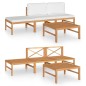 vidaXL Set Divani da Giardino 4pz Cuscini Crema Legno Massello di Teak