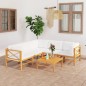 vidaXL Set Divani da Giardino 6pz Cuscini Crema Legno Massello di Teak vidaXL Set Divani da Giardino 6pz Cuscini Crema Legno Massello di Teak