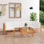 vidaXL Set Divani da Giardino 7pz Cuscini Crema Legno Massello di Teak
