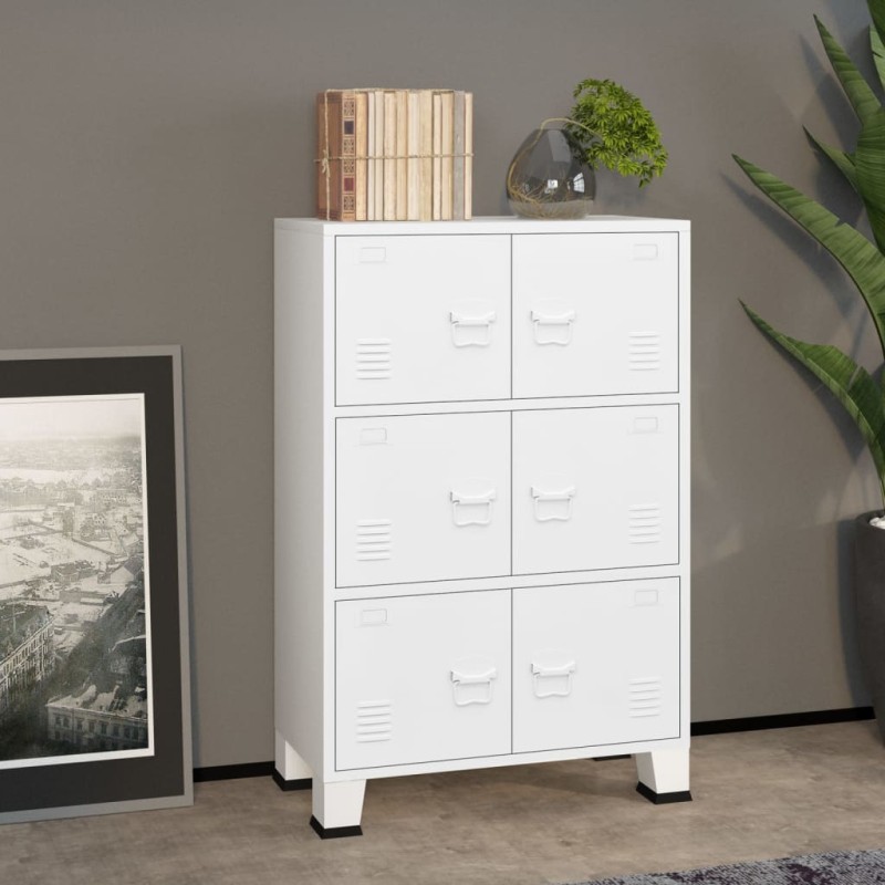 vidaXL Armadio Classificatore Industriale Bianco 75x40x115 cm Metallo vidaXL Armadio Classificatore Industriale Bianco 75x40x115 cm Metallo
