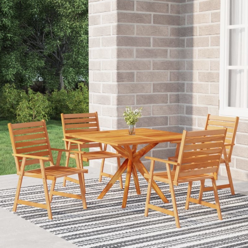 vidaXL Set Mobili da Pranzo per Giardino 5 pz Legno Massello di Acacia vidaXL Set Mobili da Pranzo per Giardino 5 pz Legno Massello di Acacia