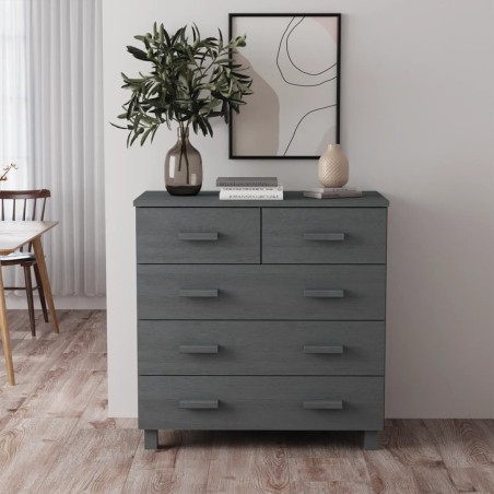 vidaXL Credenza HAMAR Grigio Scuro 79x40x80 cm Legno Massello di Pino