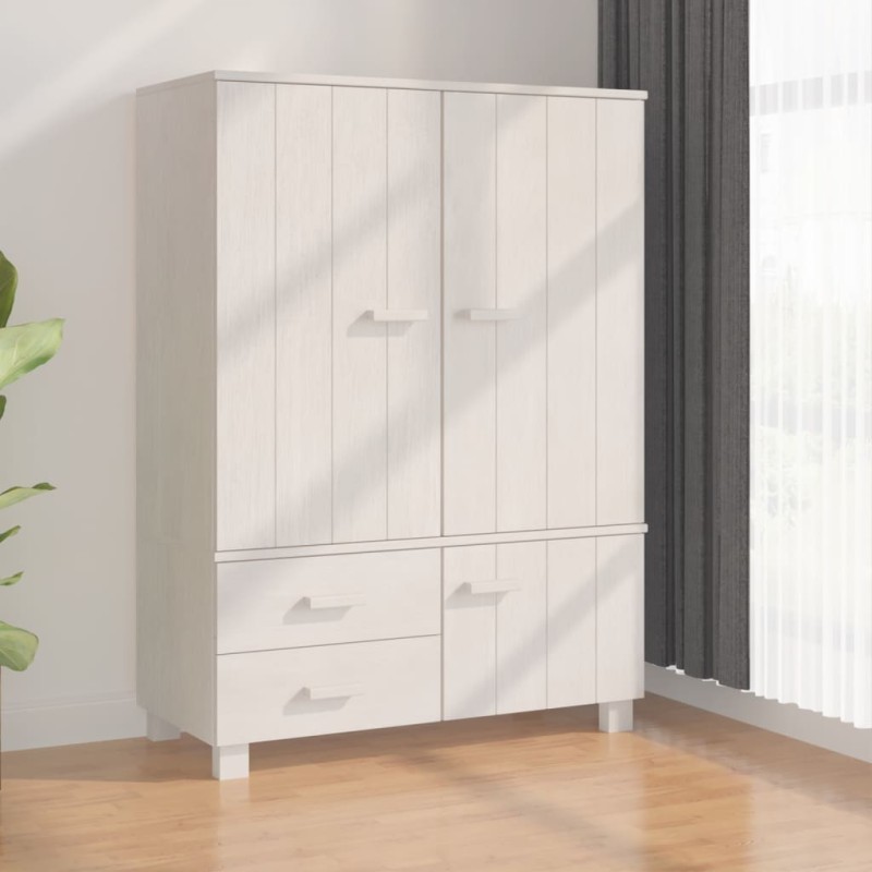 vidaXL Armadio Bianco 99x45x137 cm in Legno Massello di Pino vidaXL Armadio Bianco 99x45x137 cm in Legno Massello di Pino