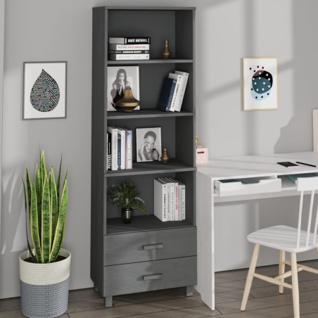 vidaXL Credenza HAMAR Grigio Scuro 60x35x180 cm Legno Massello di Pino