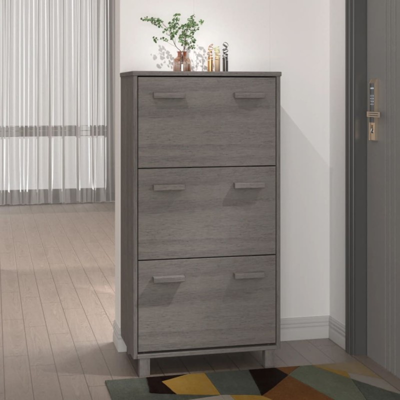 vidaXL Scarpiera HAMAR Grigio Chiaro 59,5x35x117 cm in Legno di Pino vidaXL Scarpiera HAMAR Grigio Chiaro 59,5x35x117 cm in Legno di Pino