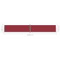vidaXL Tenda da Sole Laterale Retrattile Rossa 180x1200 cm vidaXL Tenda da Sole Laterale Retrattile Rossa 180x1200 cm