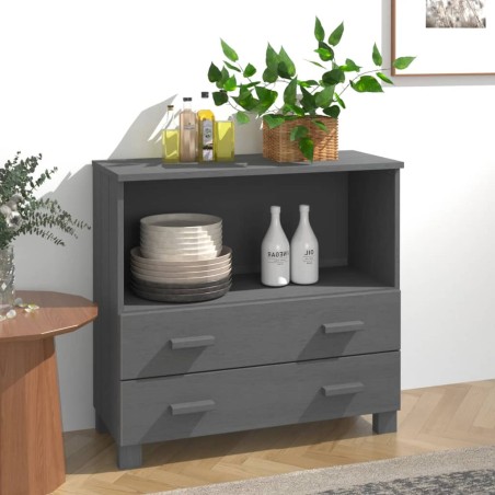 vidaXL Credenza HAMAR Grigio Scuro 85x35x80 cm Legno Massello di Pino