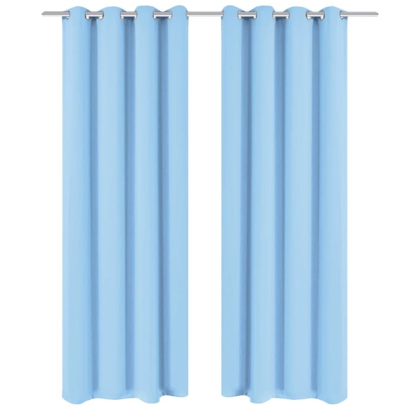 2 Pz Tende Oscuranti Occhielli in Metallo 135x175 cm Turchese 2 Pz Tende Oscuranti Occhielli in Metallo 135x175 cm Turchese