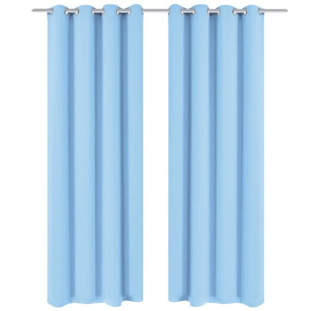 2 Pz Tende Oscuranti Occhielli in Metallo 135x175 cm Turchese