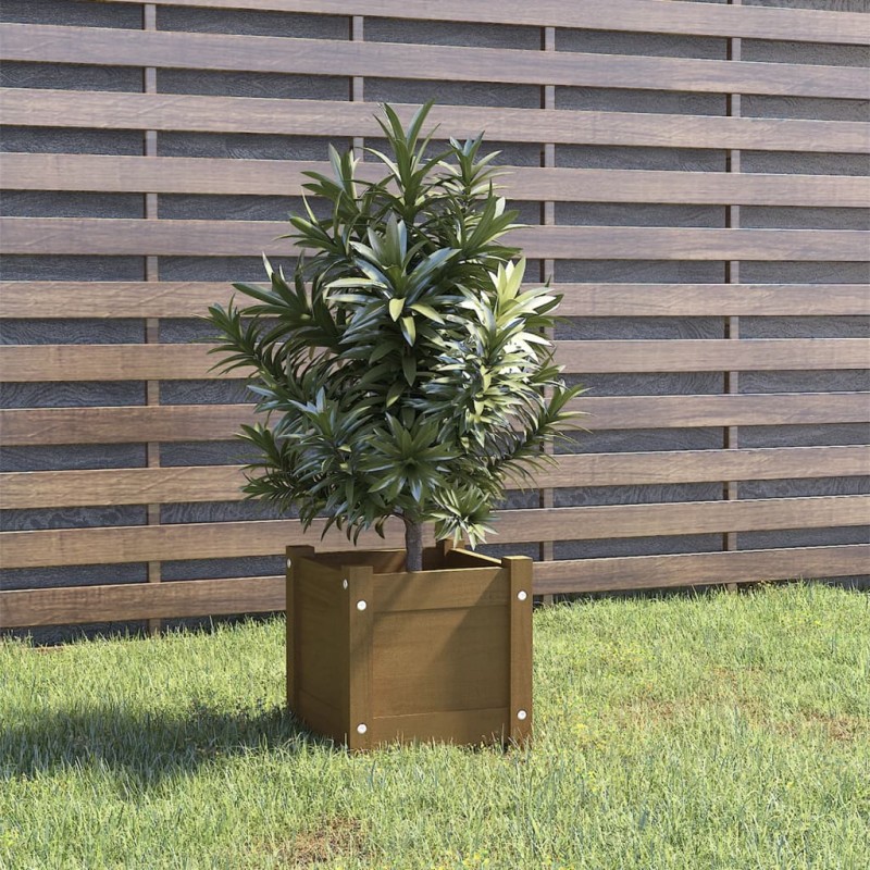 vidaXL Fioriera da Giardino Miele 31x31x31 cm Legno Massello di Pino vidaXL Fioriera da Giardino Miele 31x31x31 cm Legno Massello di Pino