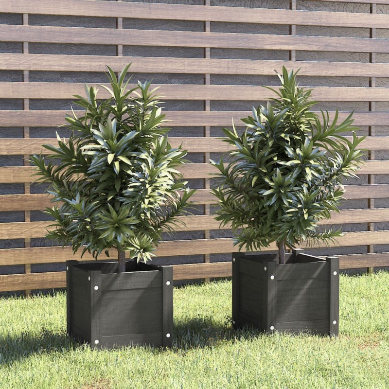 vidaXL Fioriere da Giardino 2 pz Grigie 31x31x31 cm in Legno di Pino vidaXL Fioriere da Giardino 2 pz Grigie 31x31x31 cm in Legno di Pino