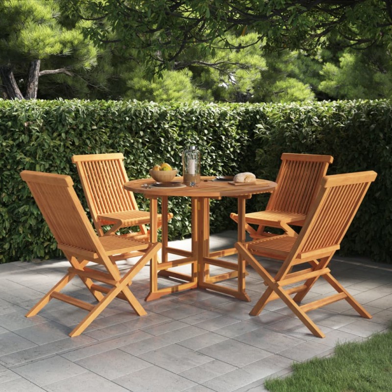 vidaXL Set da Pranzo Pieghevole per Esterni 5pz Legno Massello di Teak vidaXL Set da Pranzo Pieghevole per Esterni 5pz Legno Massello di Teak