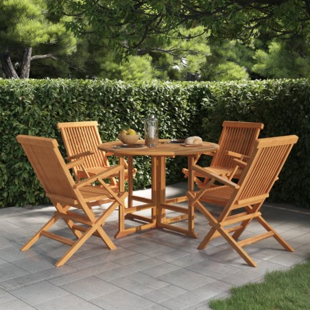 vidaXL Set da Pranzo Pieghevole per Esterni 5pz Legno Massello di Teak