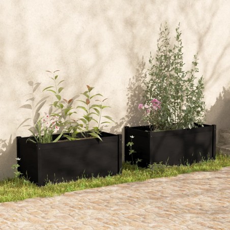 vidaXL Fioriere da Giardino 2 pz Nere 100x50x50 cm in Massello di Pino