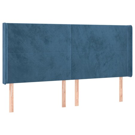 vidaXL Testiera ad Orecchio Blu Scuro 163x16x118/128 cm in Velluto