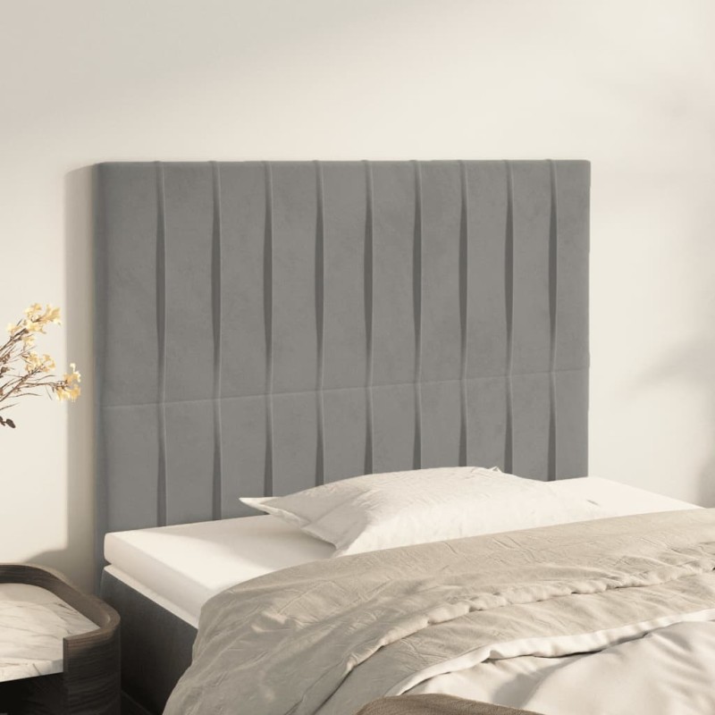 Testiere 2 pz Grigio Chiaro 100x5x78/88 cm in Velluto Testiere 2 pz Grigio Chiaro 100x5x78/88 cm in Velluto