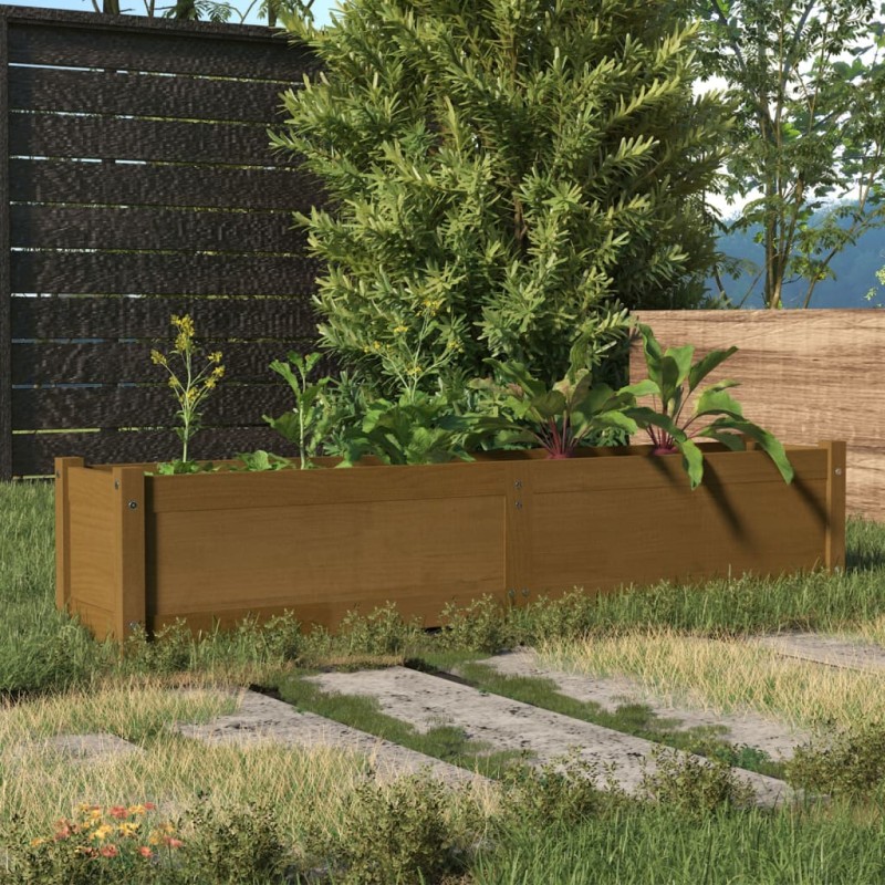 vidaXL Letto Rialzato da Giardino Miele 150x31x31 cm in Legno di Pino vidaXL Letto Rialzato da Giardino Miele 150x31x31 cm in Legno di Pino