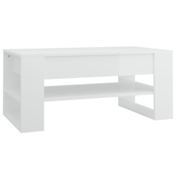vidaXL Tavolino da Salotto Bianco Lucido 102x55x45cm Legno Multistrato