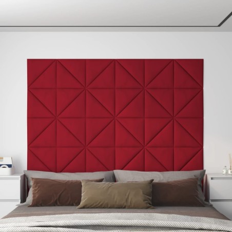 vidaXL Pannelli Murali 12 pz Rosso Vino 30x30 cm Velluto 0,54 m²