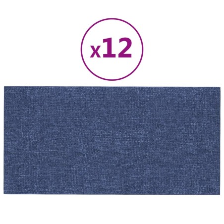 vidaXL Pannelli Murali 12 pz Blu 60x30 cm in Tessuto 2,16 m²