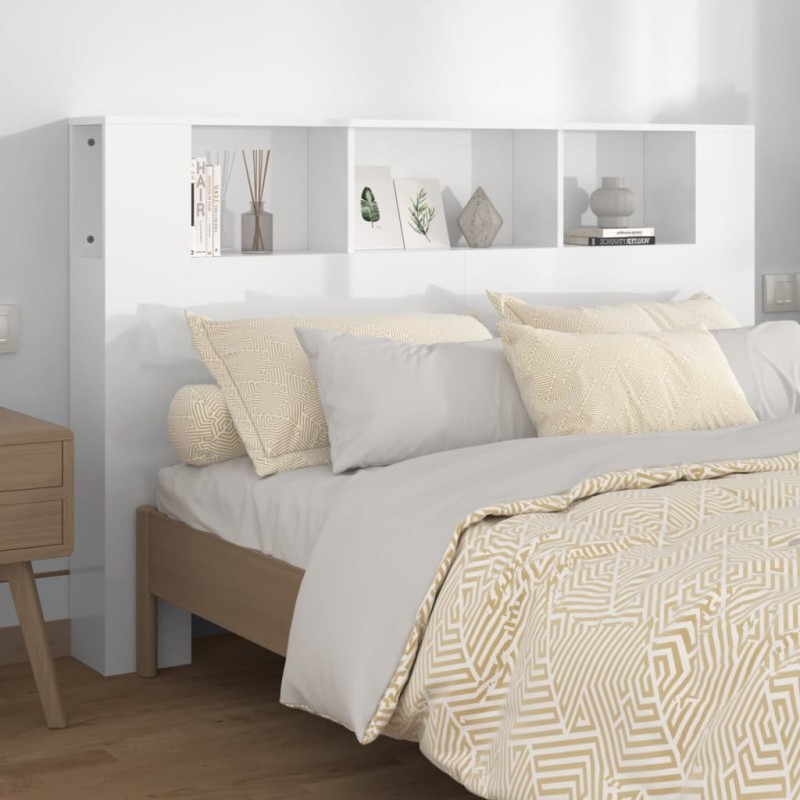 vidaXL Testiera con Scomparti Bianco Lucido 160x18,5x104,5 cm vidaXL Testiera con Scomparti Bianco Lucido 160x18,5x104,5 cm