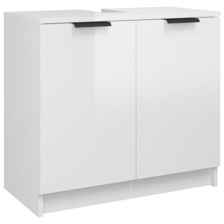 vidaXL Mobile da Bagno Bianco Lucido 64,5x33,5x59 cm Legno Multistrato