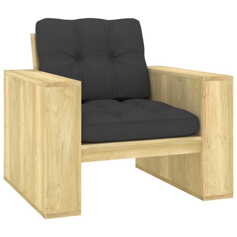 vidaXL Sedia da Giardino con Cuscini Antracite Legno Pino Impregnato vidaXL Sedia da Giardino con Cuscini Antracite Legno Pino Impregnato
