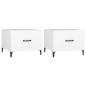 vidaXL Tavolini da Salotto con Gambe in Metallo 2 pz Bianco 50x50x40cm