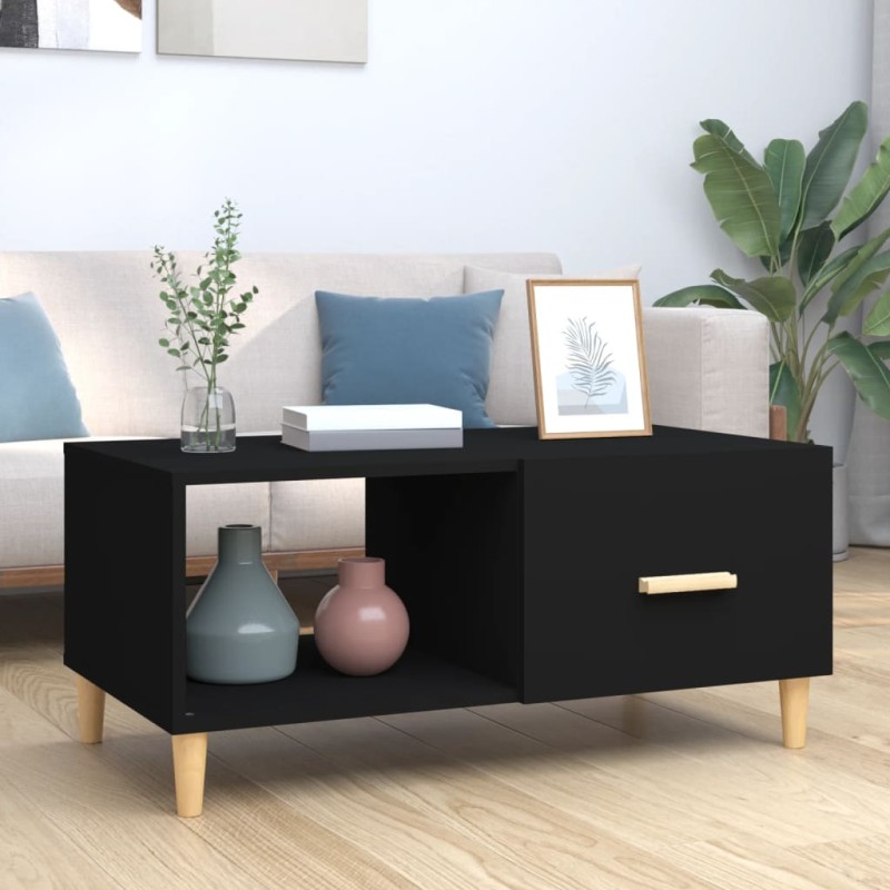 vidaXL Tavolino da Salotto Nero 89,5x50x40 cm in Legno Multistrato vidaXL Tavolino da Salotto Nero 89,5x50x40 cm in Legno Multistrato