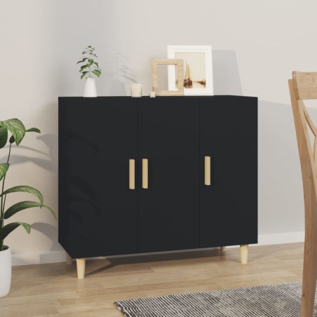 vidaXL Credenza Nera 90x34x80 cm in Legno Multistrato