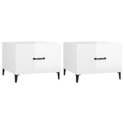 vidaXL Tavolini Salotto Gambe in Metallo 2 pz Bianco Lucido 50x50x40cm