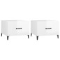 vidaXL Tavolini Salotto Gambe in Metallo 2 pz Bianco Lucido 50x50x40cm