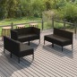 vidaXL Set Divani da Giardino 6 pz con Cuscini in Polyrattan Nero vidaXL Set Divani da Giardino 6 pz con Cuscini in Polyrattan Nero
